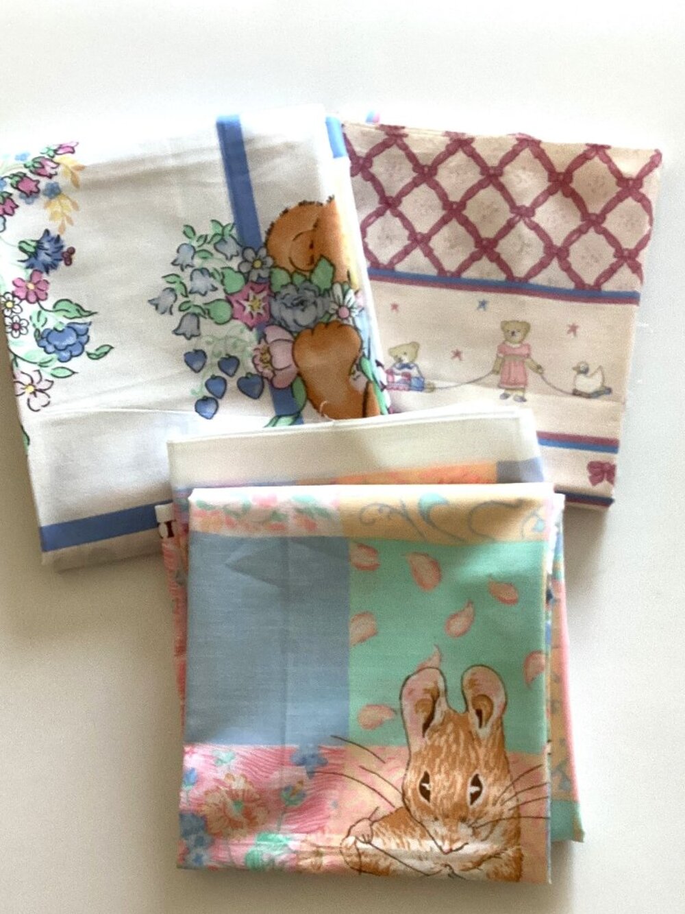 Vintage Baby Cotton Fabric Panels Sewing Quilting Baby Quilt